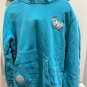 Blue Hoodie with Embroidered Design